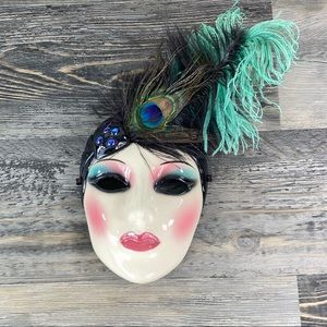 Vintage CLAY ART COLLECTION Glazed Ceramic Wall Mask Lady